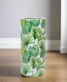 Tumbler with tropical leaf pattern on a white background