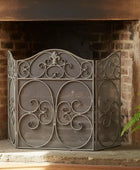 Parisian Distressed Grey Metal Fire Screen 1