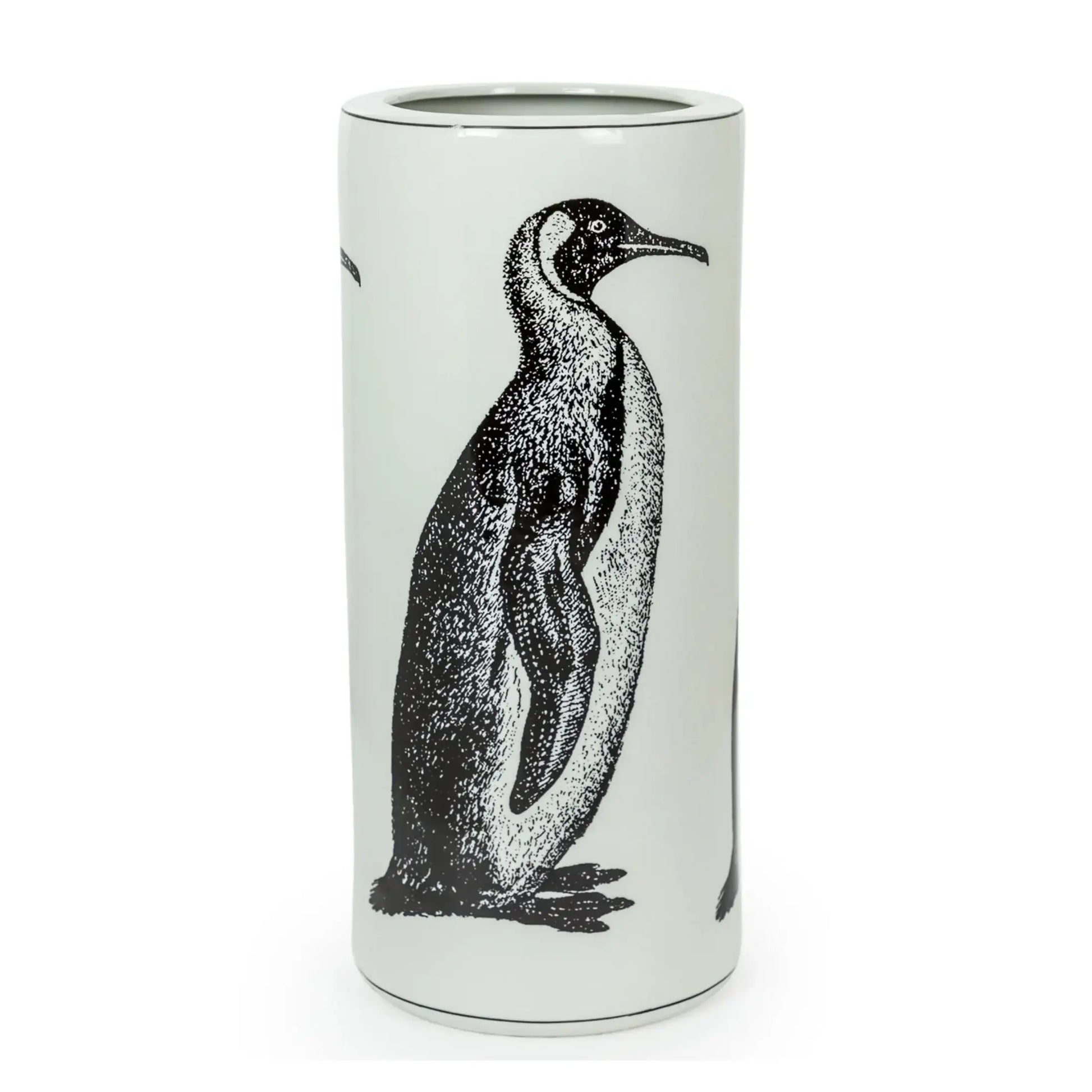 Tumbler with a penguin design on a white background