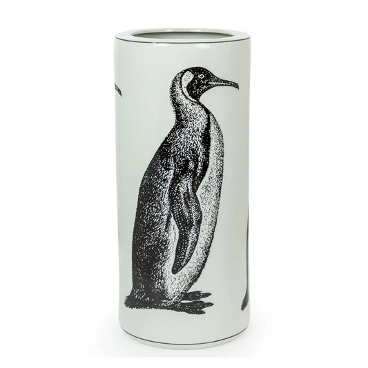 Tumbler with a penguin design on a white background