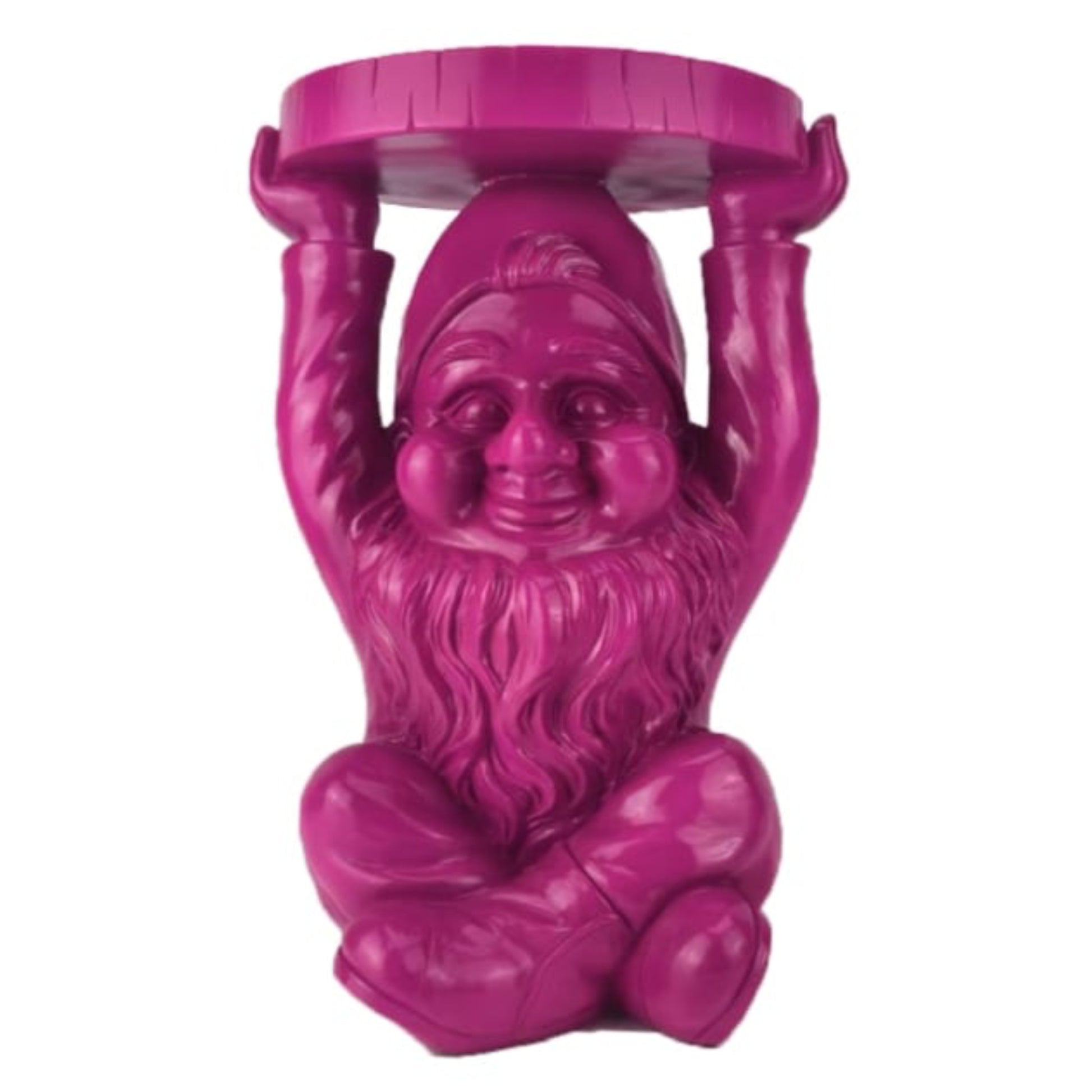 Pink gnome-shaped table on a white background