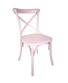 Pink Wood Cross Back Dining Chair