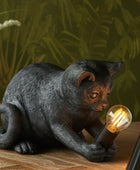 Playful Black Kitten Table Lamp