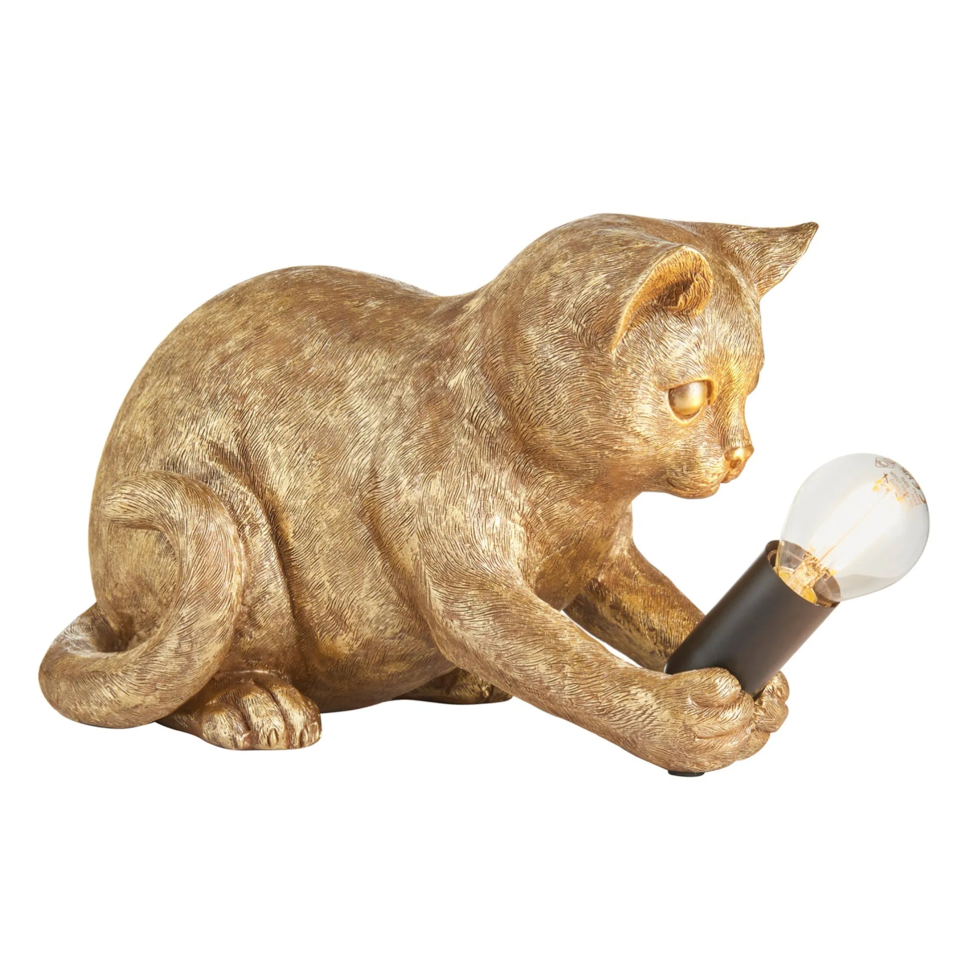 Playful Gold Kitten Table Lamp 4