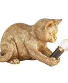 Playful Gold Kitten Table Lamp 4