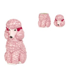 Set of pink poodle-shaped containers on a white background