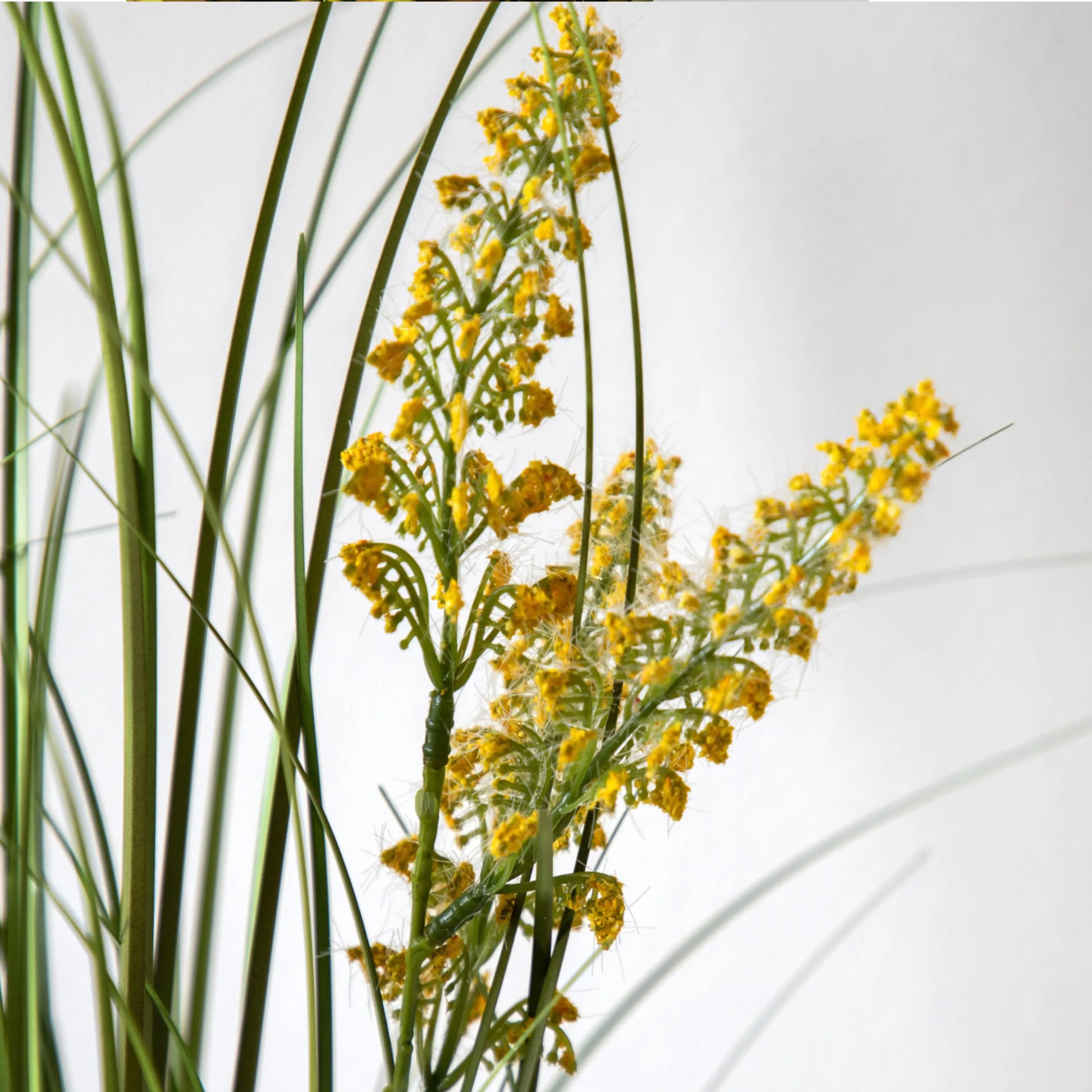 Potted Faux Wild Grass with Yellow Flower