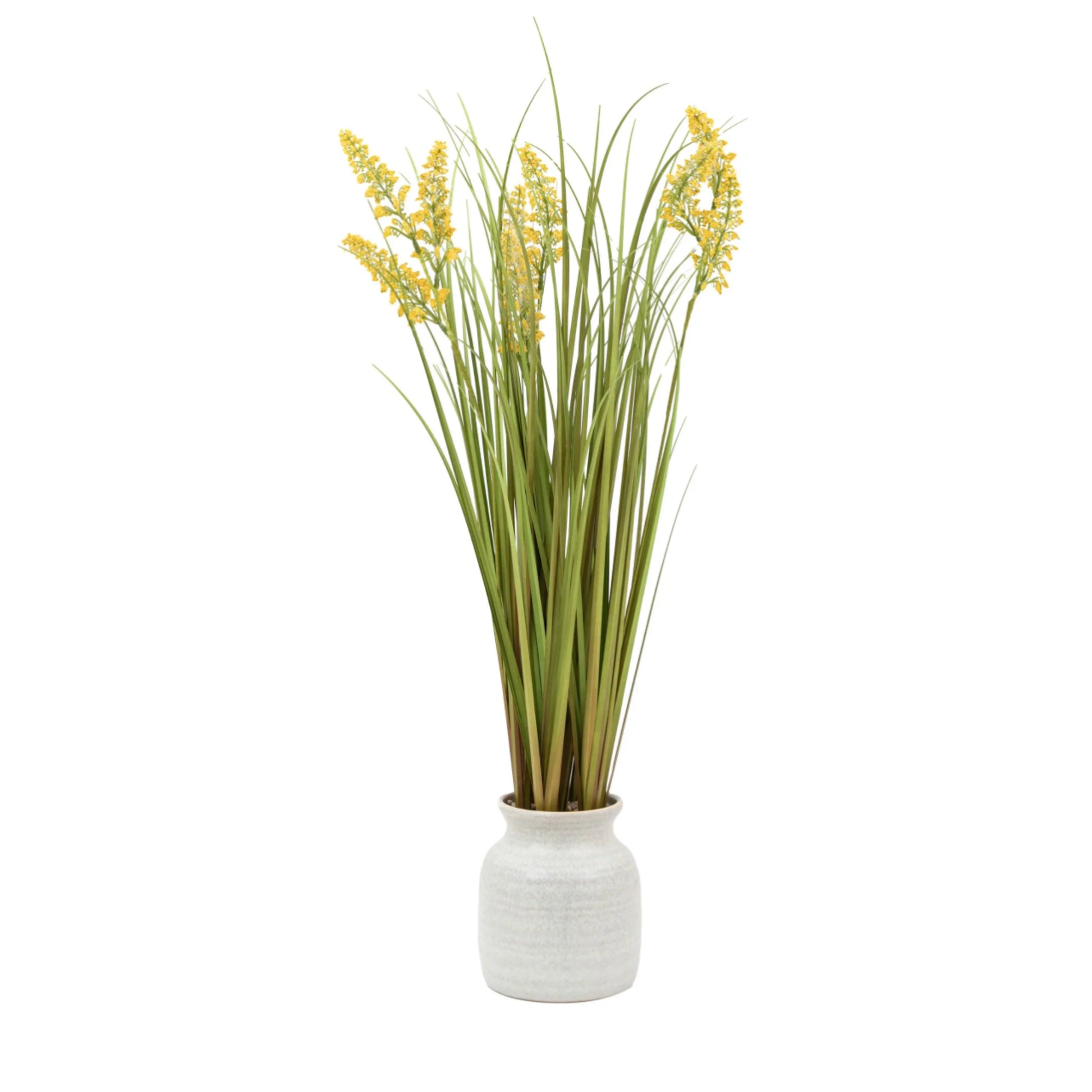 Potted Faux Wild Grass with Yellow Flower 2