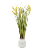 Potted Faux Wild Grass with Yellow Flower 2