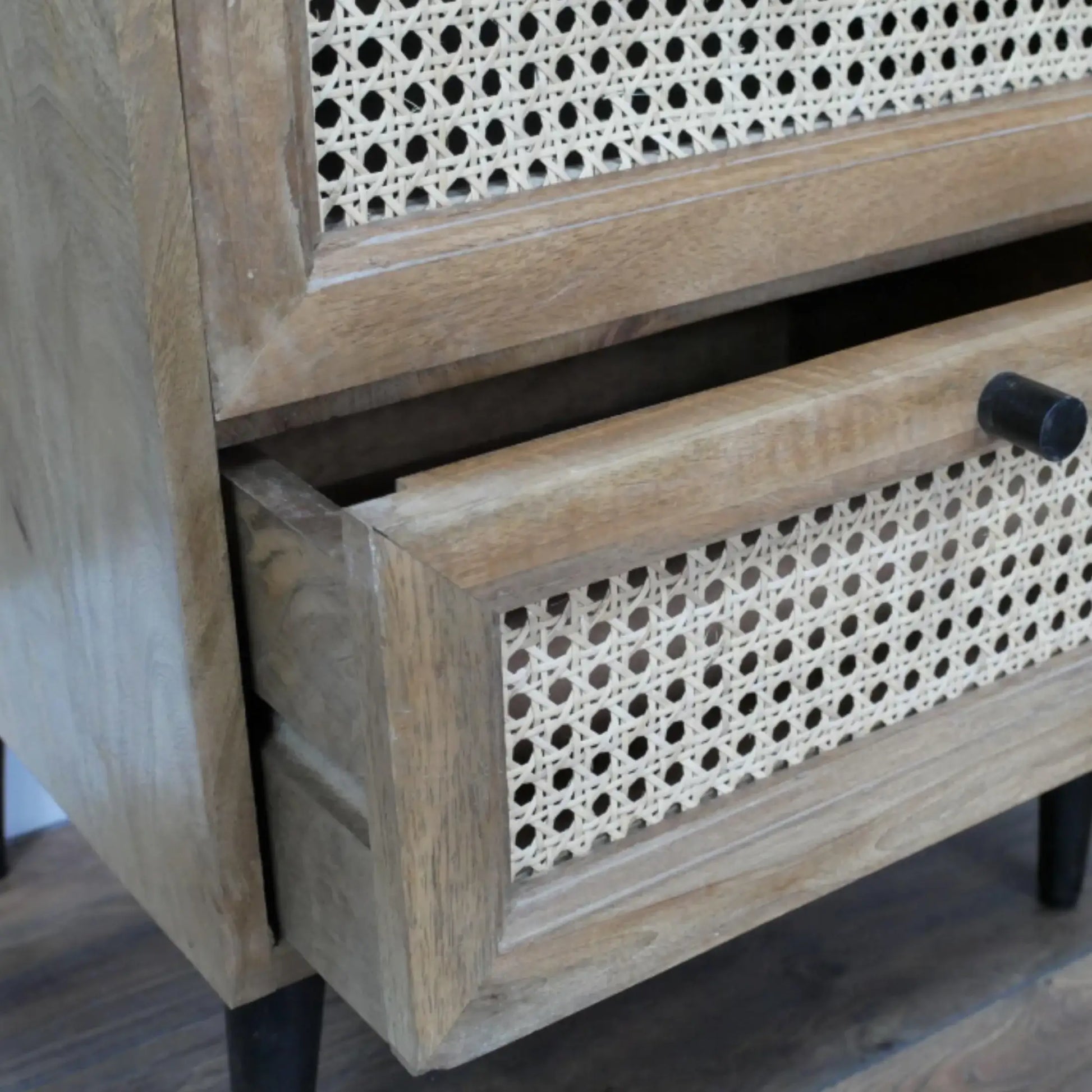 Rattan 2 Drawer Bedside Table