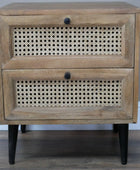 Rattan 2 Drawer Bedside Table