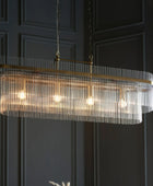 Rectangular Antique Brass & Glass Rod Pendant Light 4