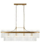 Rectangular Antique Brass & Glass Rod Pendant Light 2