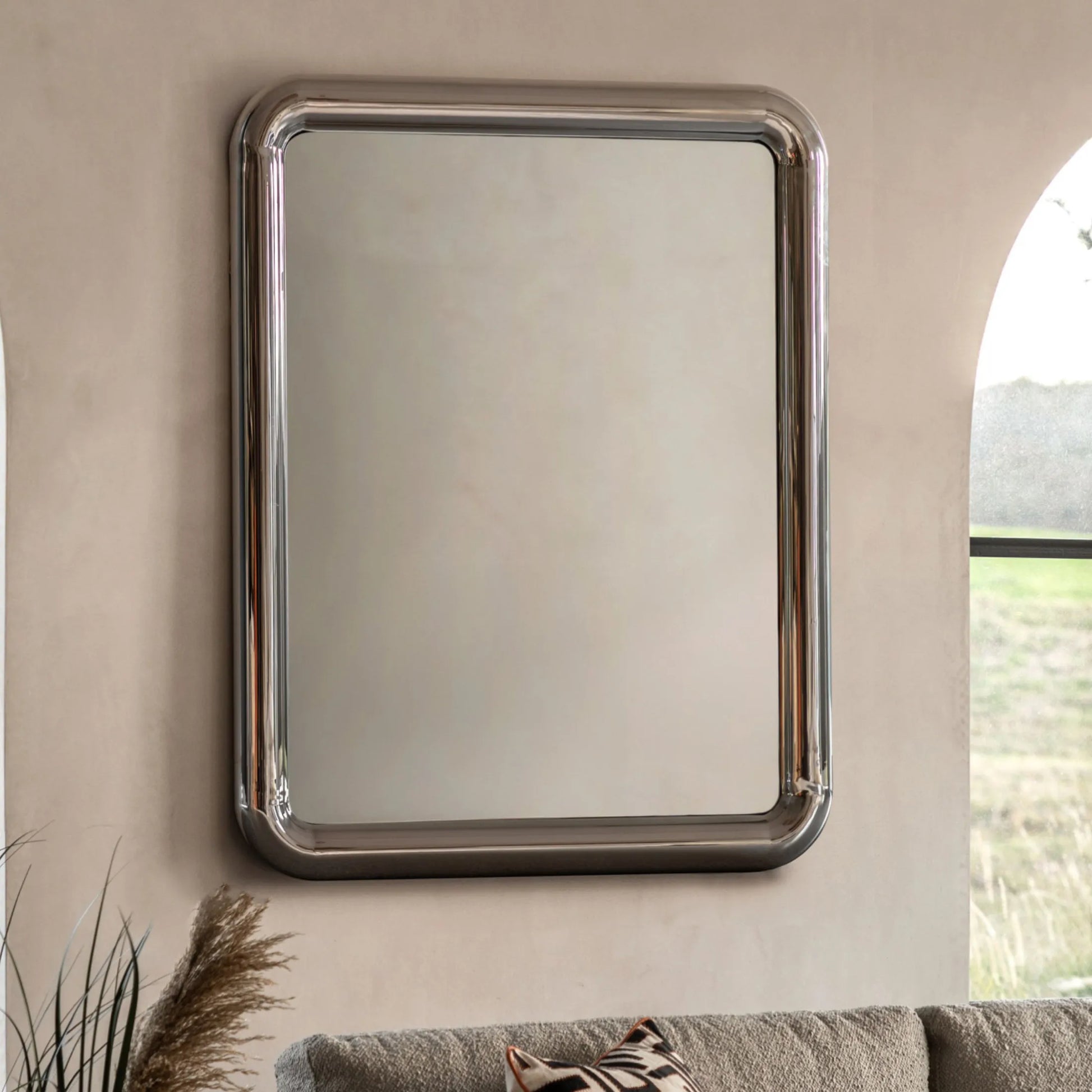 Rectangular Art Deco Chrome Wall Mirror | FARTHING  4