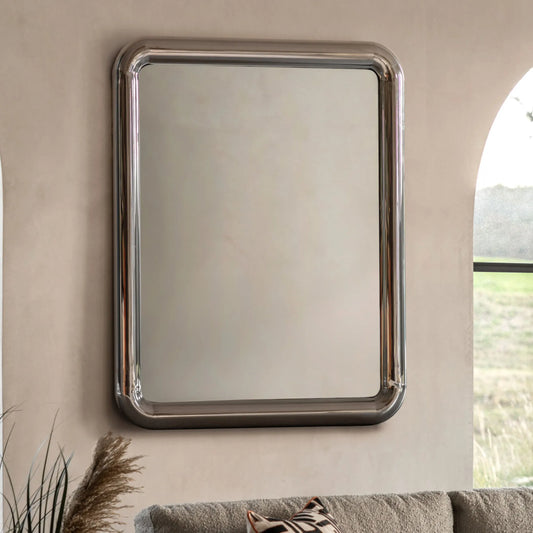 Rectangular Art Deco Chrome Wall Mirror | FARTHING  4