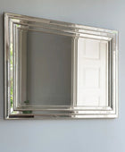 Rectangular Beaded Bevelled Edge Stepped Frame Wall Mirror