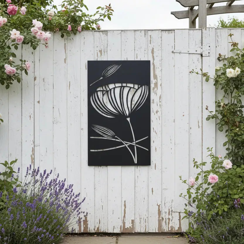 Rectangular Black Flower Wall Art 1