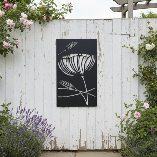 Rectangular Black Flower Wall Art 1