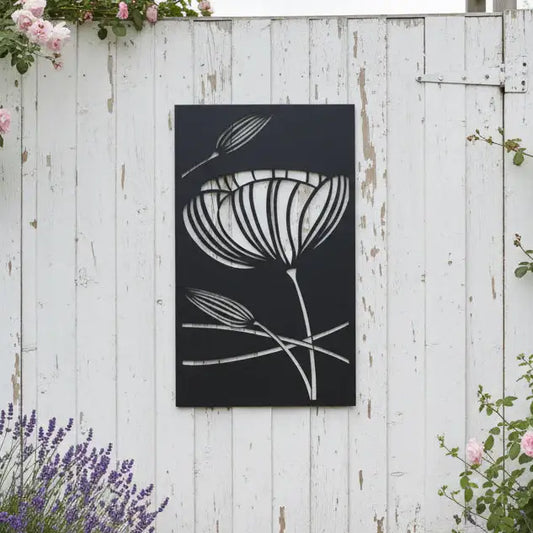 Rectangular Black Flower Wall Art