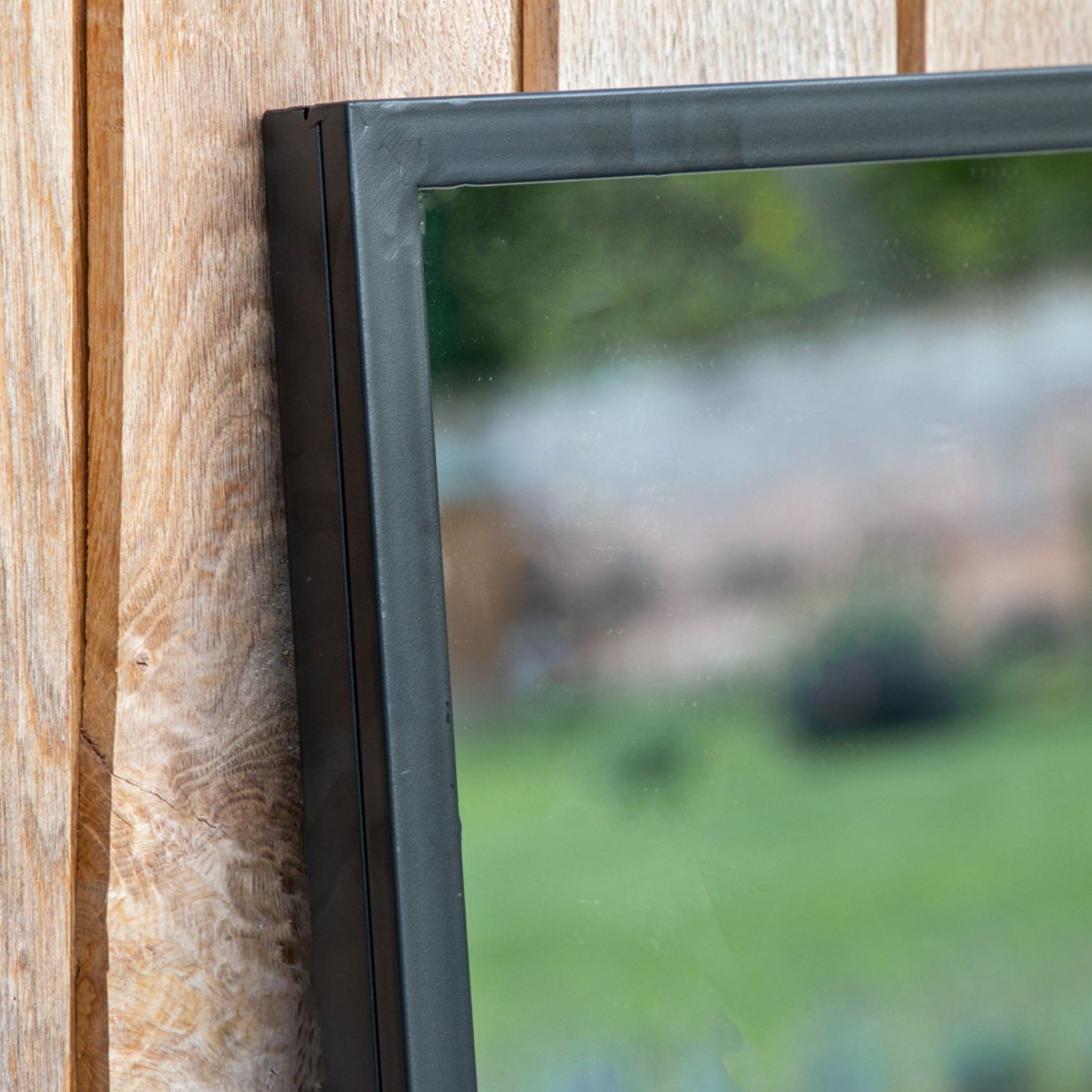 Rectangular Black Outdoor Garden Window Wall Mirror 3