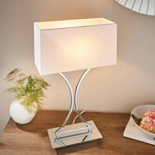 Rectangular Chrome Table Lamp 1