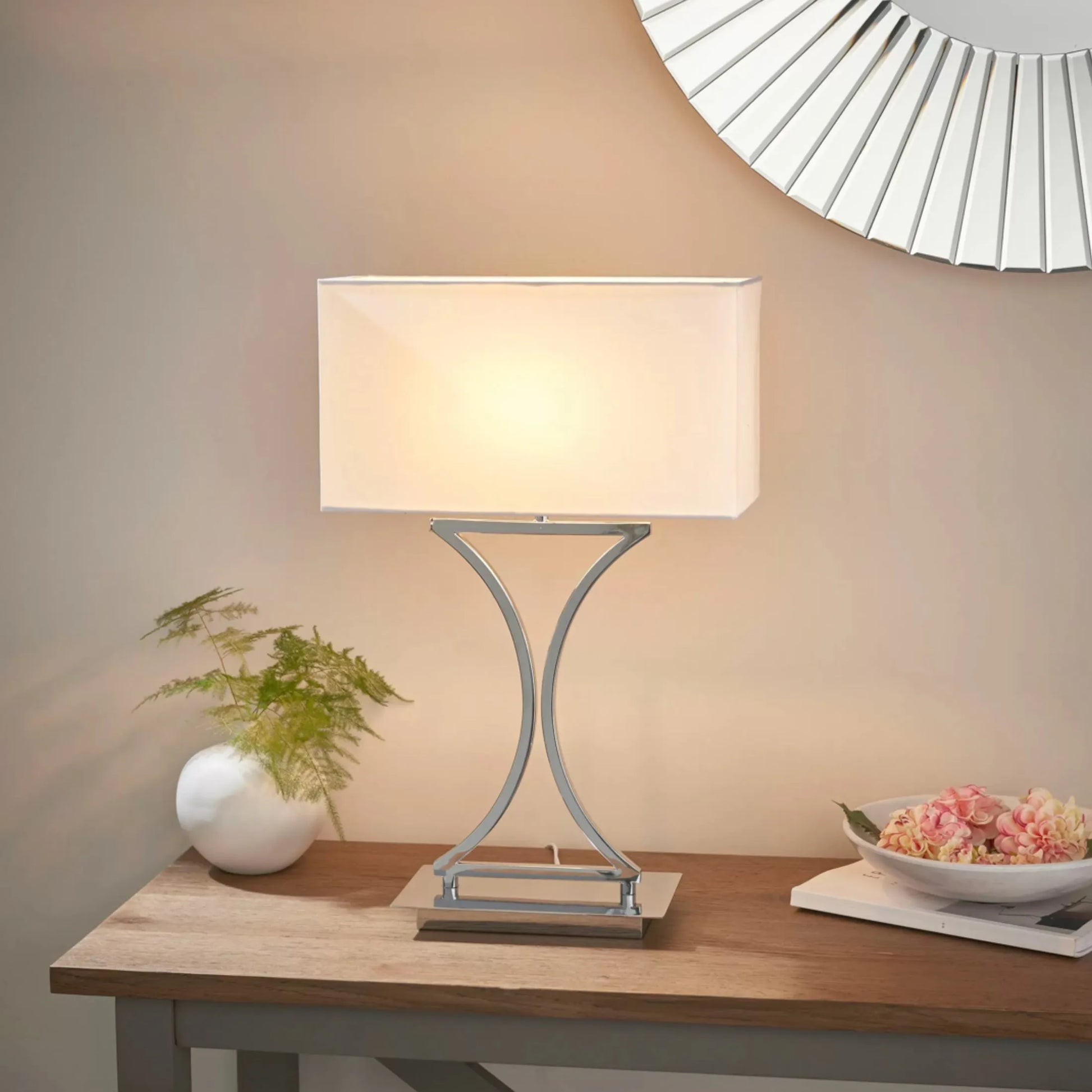 Rectangular Chrome Table Lamp