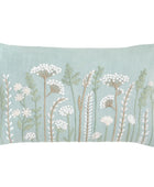 Rectangular Embroidered Meadow Duck Egg Blue Cushion