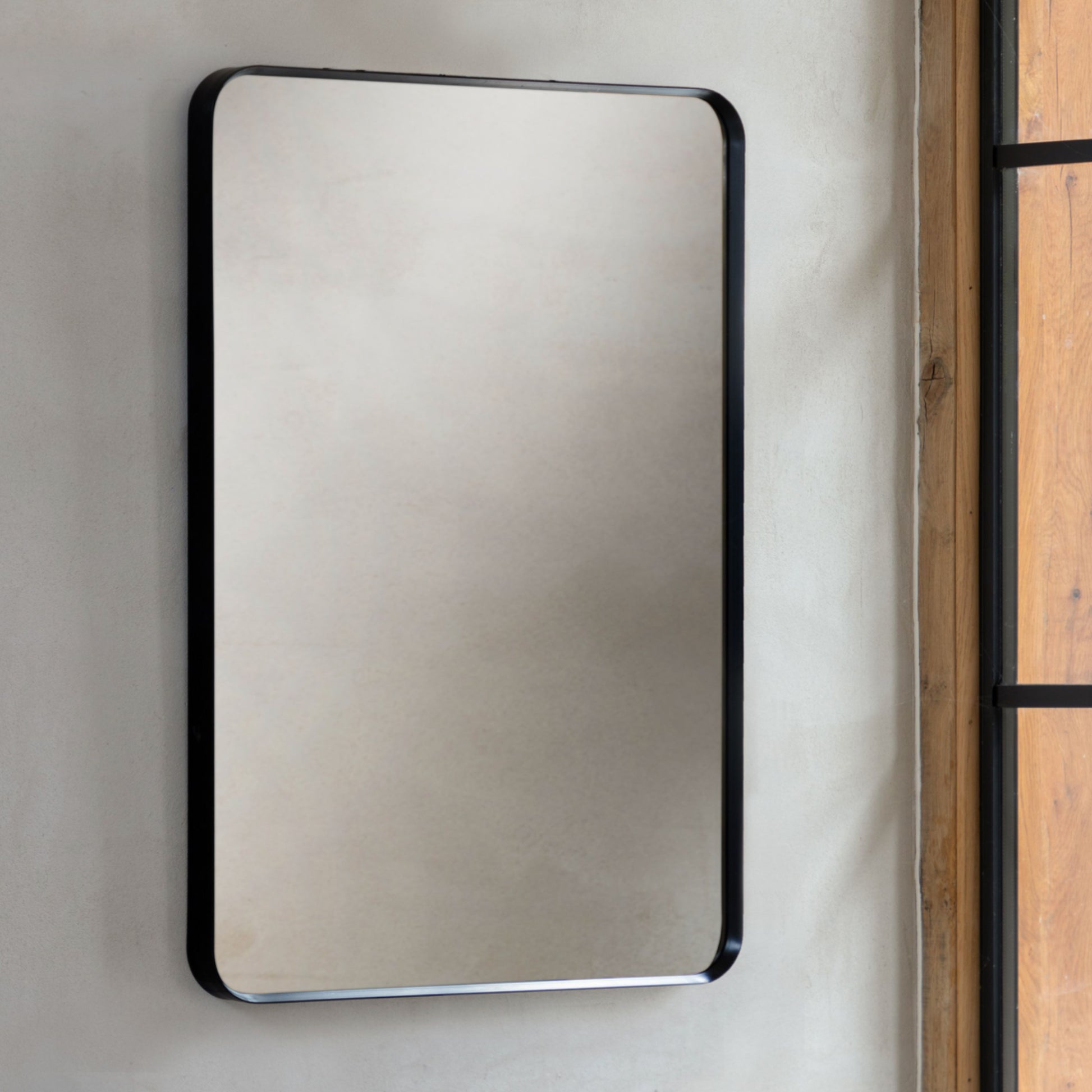 Rectangular Slim Black Frame Wall Mirror