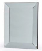 Rectangular mirror with a silver frame on a white background