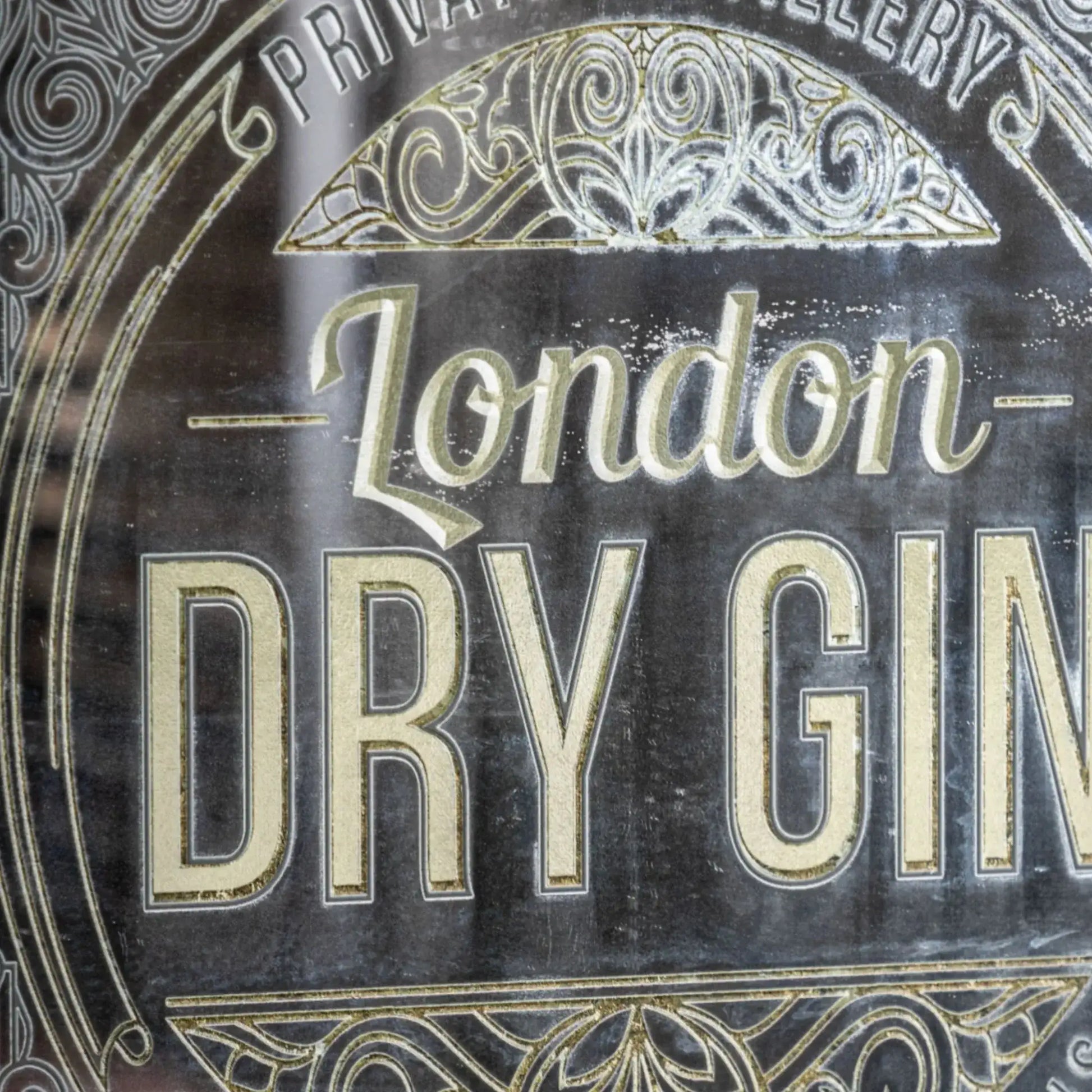Rectangular Antique Glass London Dry Gin Wall Mirror 1