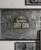 Rectangular Antique Glass London Dry Gin Wall Mirror 33