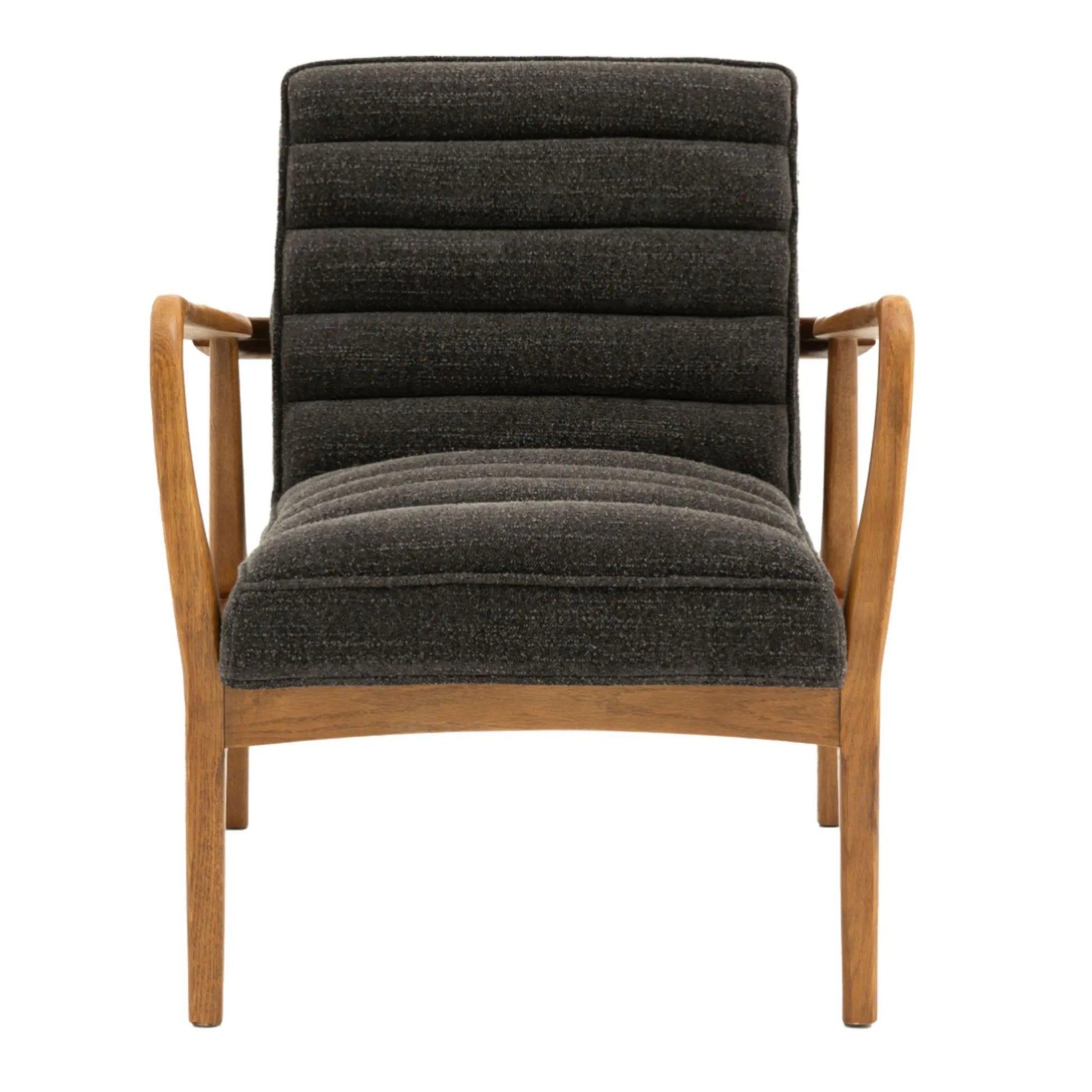 Ribbed Charcoal Boucle Fabric Armchair 2