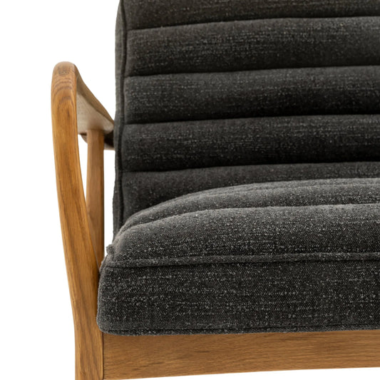 Ribbed Deep Charcoal Boucle Fabric Two Seater Armchair 5