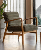 Ribbed Geen Boucle Fabric Armchair 2