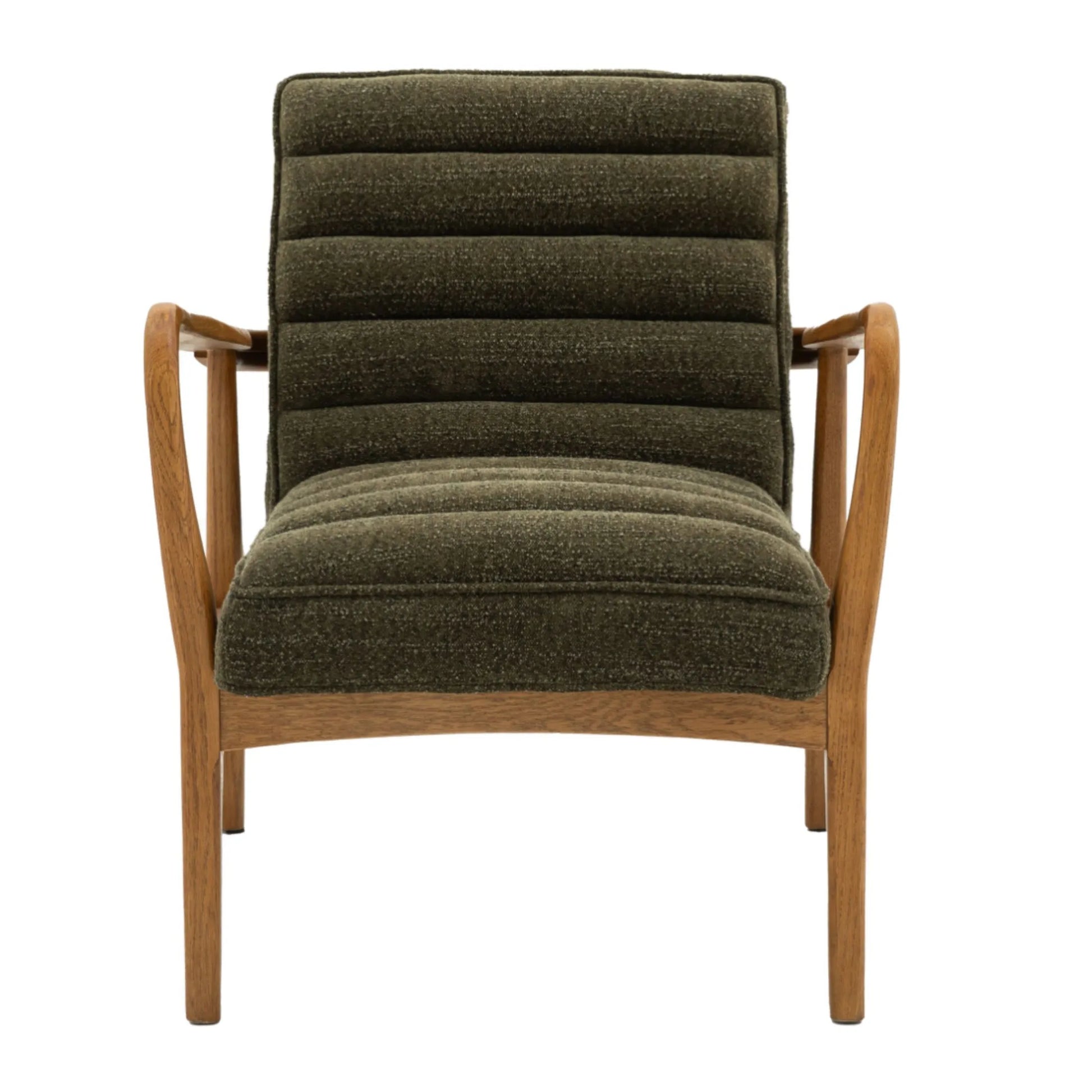 Ribbed Geen Boucle Fabric Armchair 5