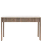 Ribbed Mango Wood & Carrera Marble Top Console Table - The Farthing