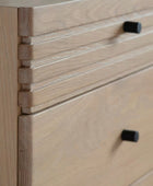 Ribbed Top Oak Sideboard Six Drawer Cabinet