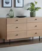 Ribbed Top Oak Sideboard Six Drawer Cabinet 4