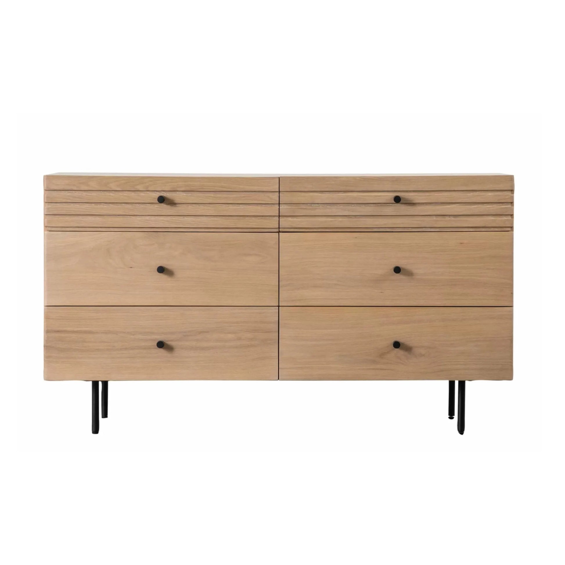 Ribbed Top Oak Sideboard Six Drawer Cabinet 1