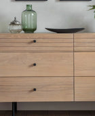 Ribbed Top Oak Sideboard Six Drawer Cabinet 6