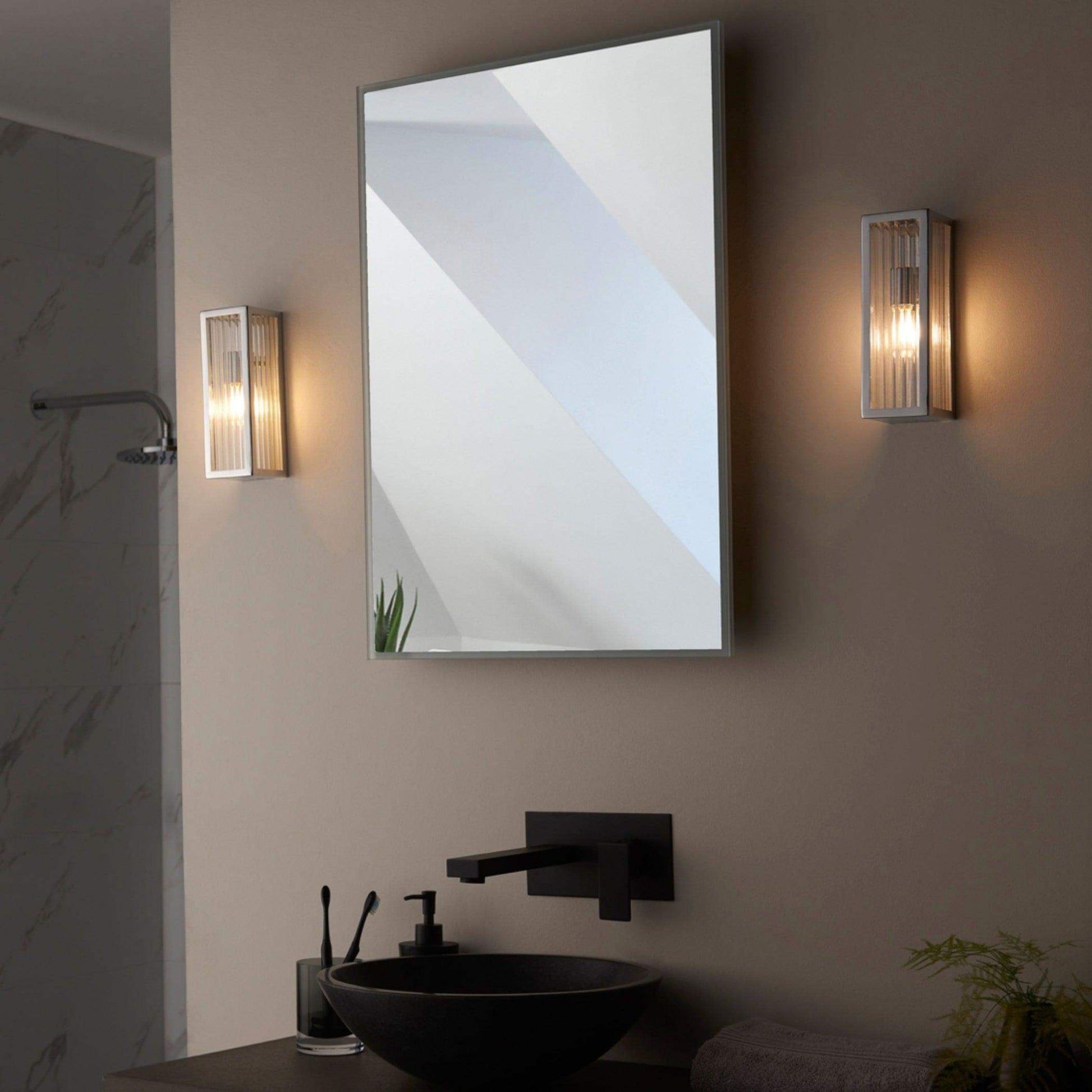 Ridged Glass Chrome Bathroom Wall Light - The Farthing