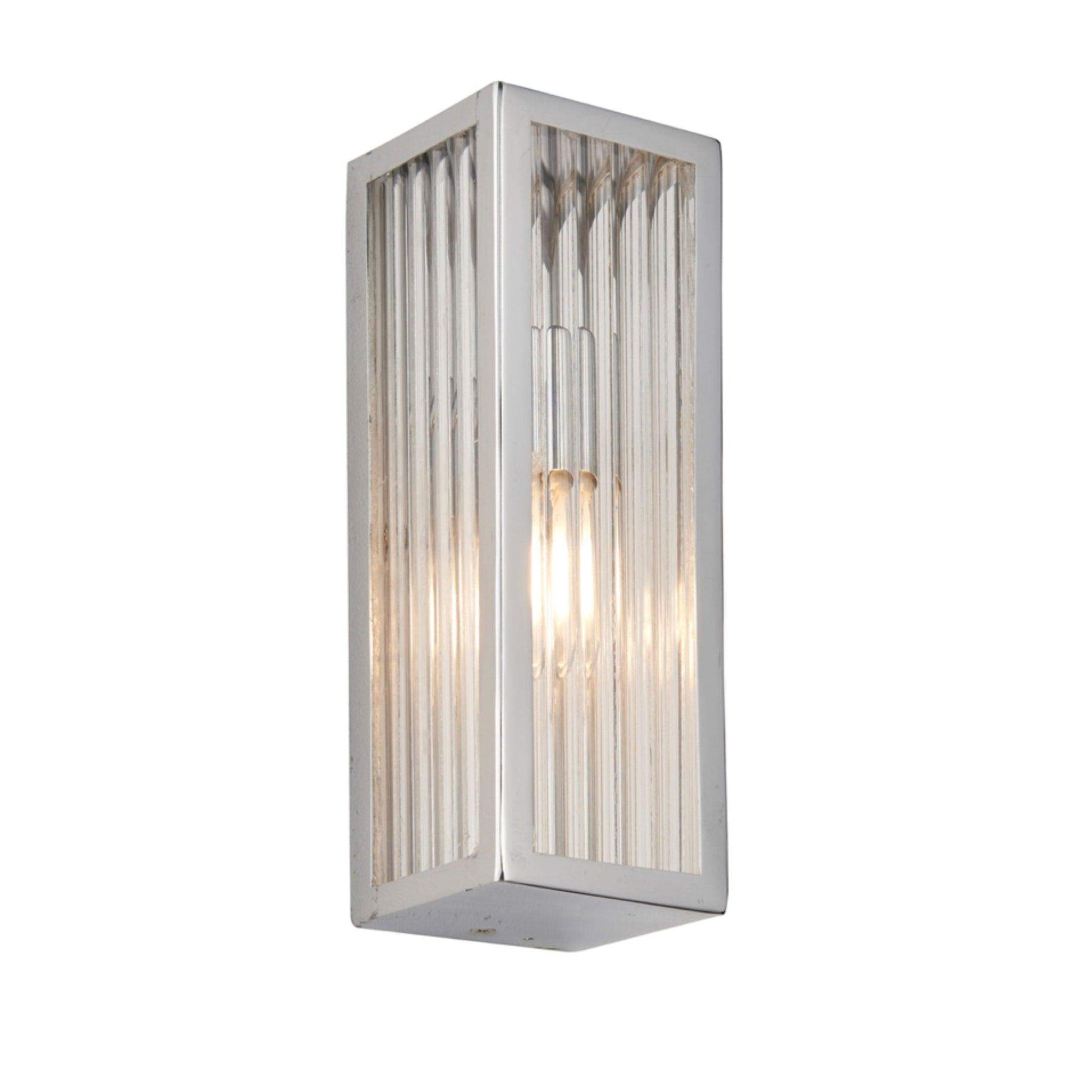 Ridged Glass Chrome Bathroom Wall Light - The Farthing