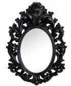 Rococo Aged Black Oval Wall Mirror 1