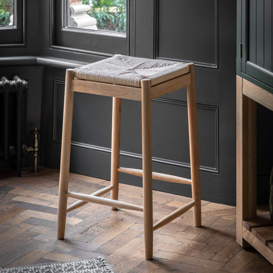 Rope Topped Wooden Stool - The Farthing