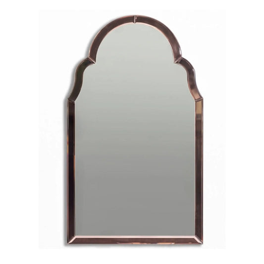 Wall mirror with a bronze frame on a white background