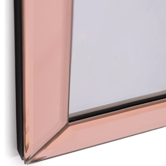 Rose Pink Glass Edge Arched Wall Mirror