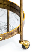 Decorative round tray with gold rim and legs on a white background