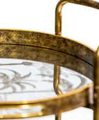 Gold round tray with handles on a white background