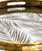 Decorative tray with gold rim and leaf pattern