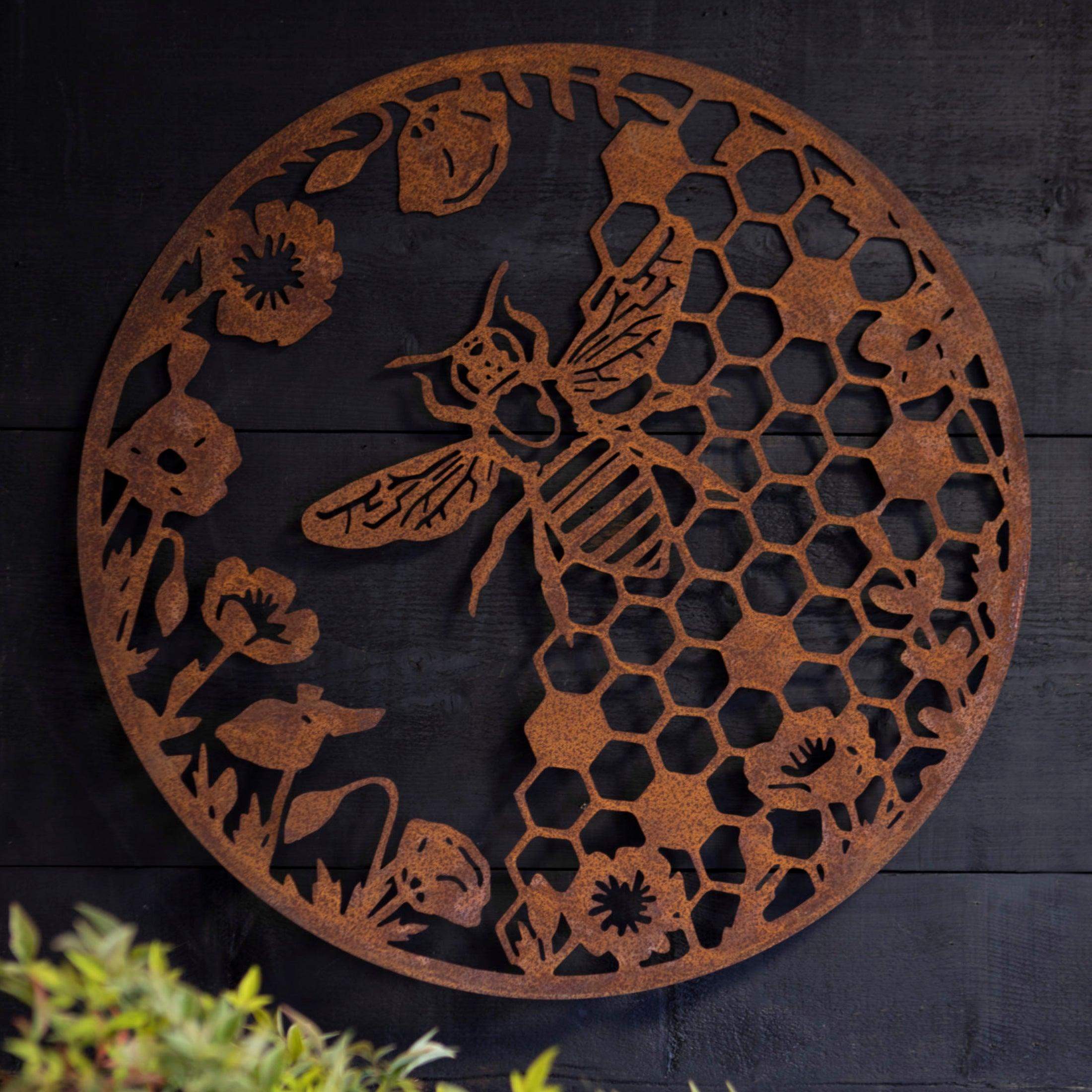 Round Bee Metal Garden Wall Art - The Farthing